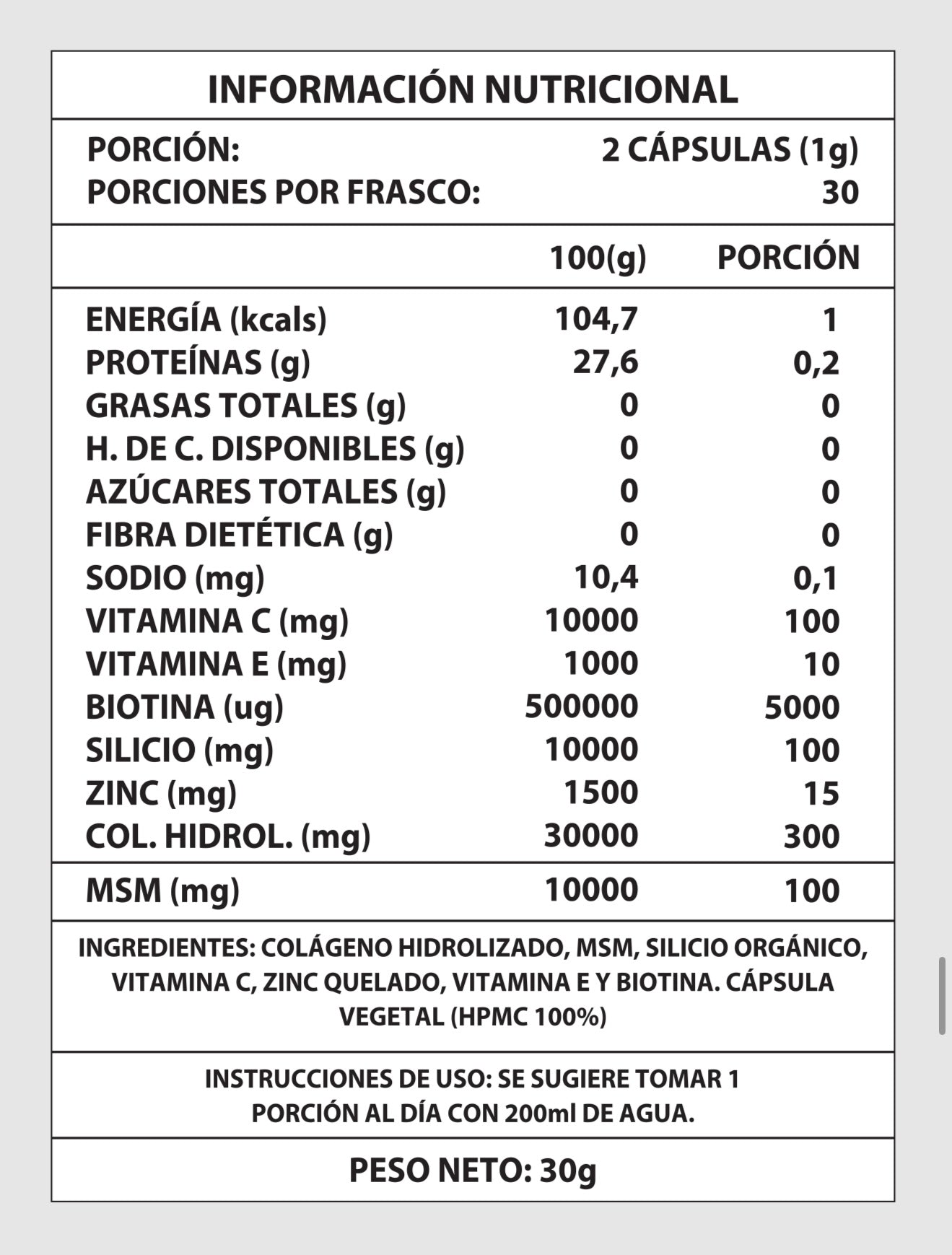BIOTINA + COLÁGENO - 60CAPS 1000MG ™