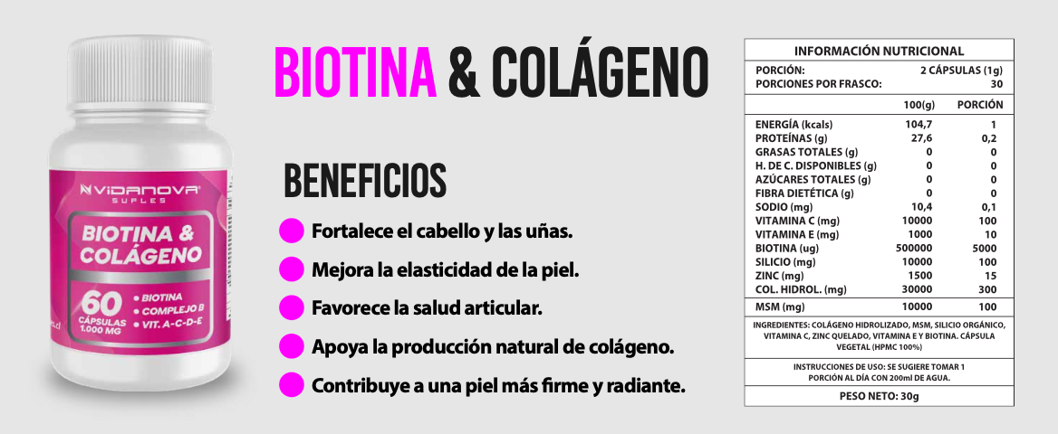 BIOTINA + COLÁGENO - 60CAPS 1000MG ™