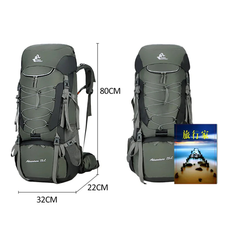 Mochila de trekking o travesías 75 litros - con cubre mochila impermeable