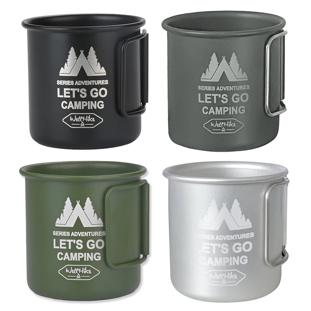 Taza outdoor camping 300 ML manilla plegable aluminio