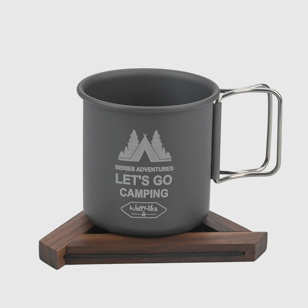 Taza outdoor camping 300 ML manilla plegable aluminio